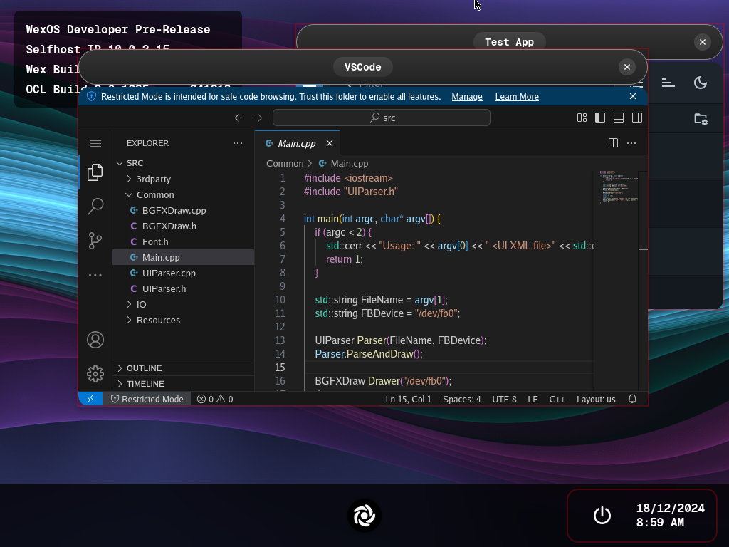 WexOS running applications